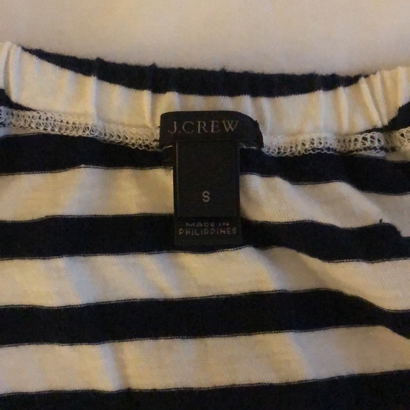J. Crew Navy Striped Peasant Top With Tassels - Picture 4 of 6